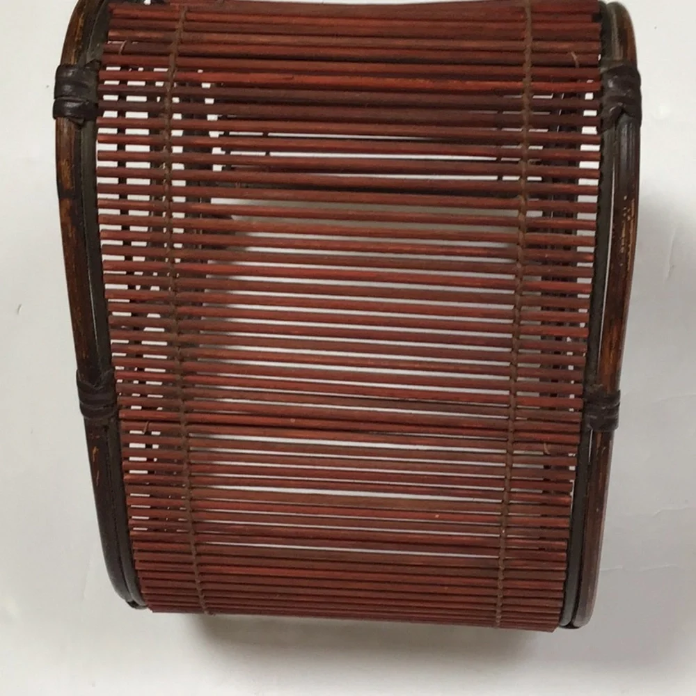 Vintage Rattan Wicker Antique Bronze Metal Wine Bottle‎ Rack